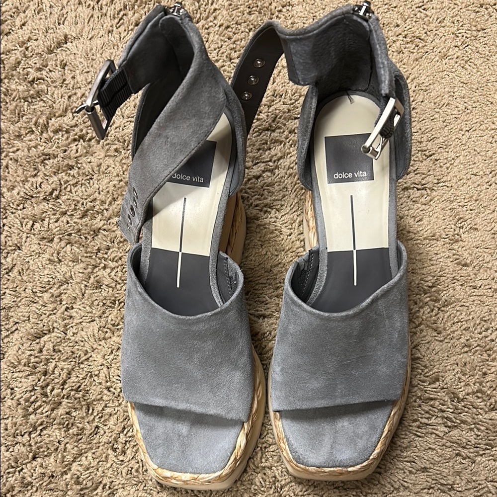 Dolce Vita Gray Espadrilles with Ankle Strap